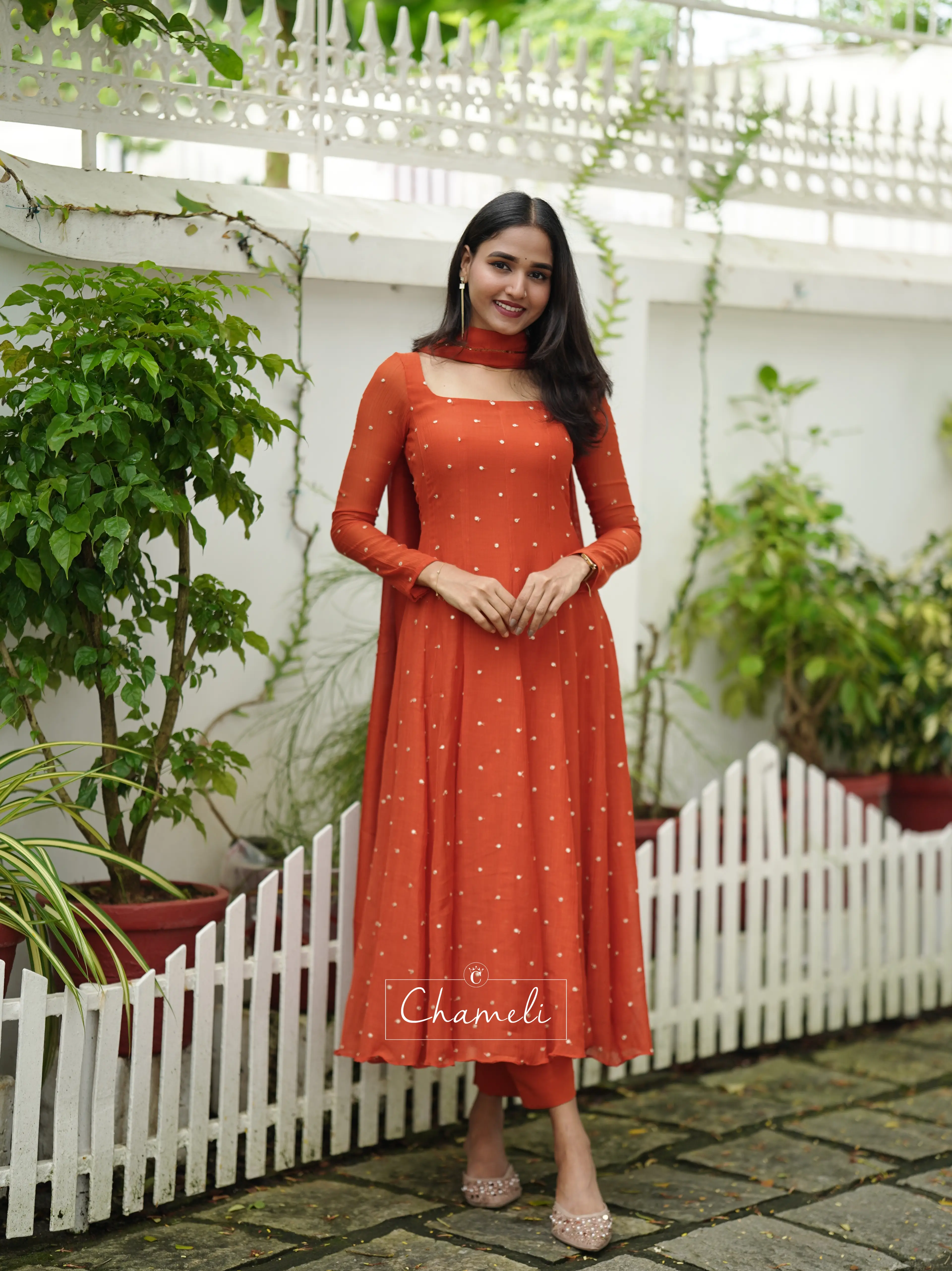 BURNT ORANGE ANARKALI