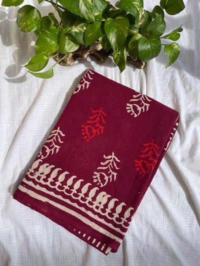 Block printed Mul cotton saree