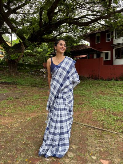 Gamcha Blue Saree