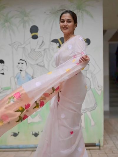 Athachamayam - Muslin Silk Linen Saree
