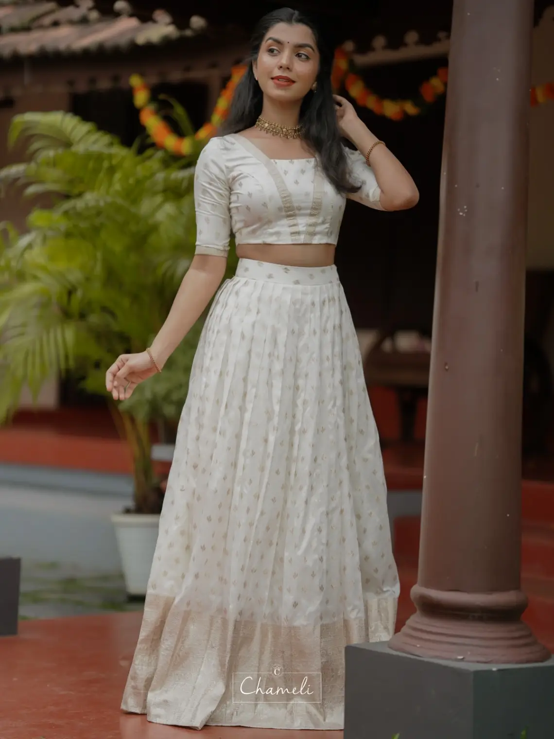 Pleated Skirt and Crop Top