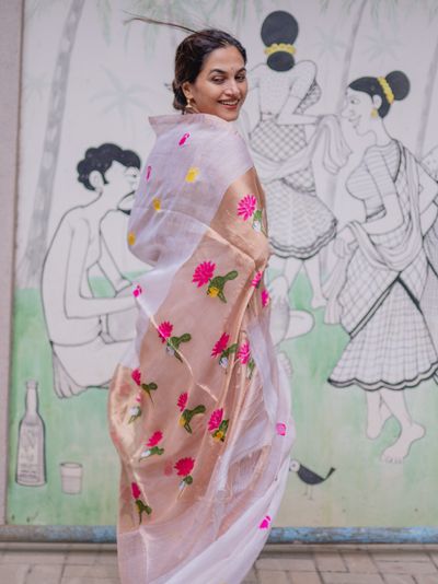 Athachamayam - Muslin Silk Linen Saree