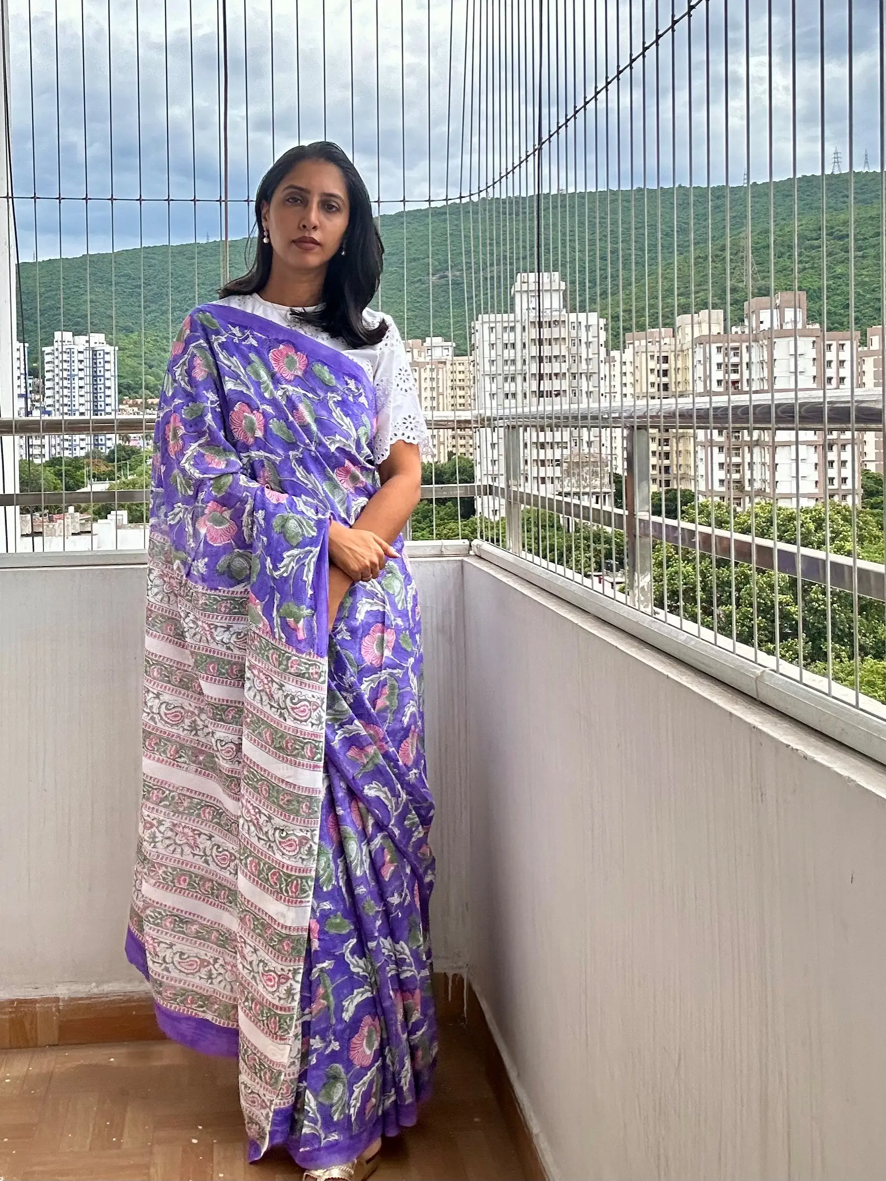 Lavender Garden Georgette Saree